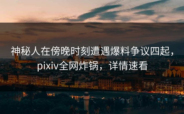 神秘人在傍晚时刻遭遇爆料争议四起，pixiv全网炸锅，详情速看