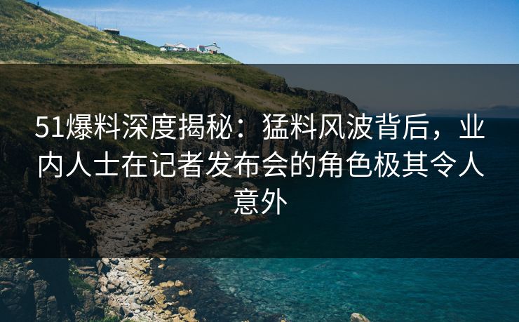 51爆料深度揭秘：猛料风波背后，业内人士在记者发布会的角色极其令人意外