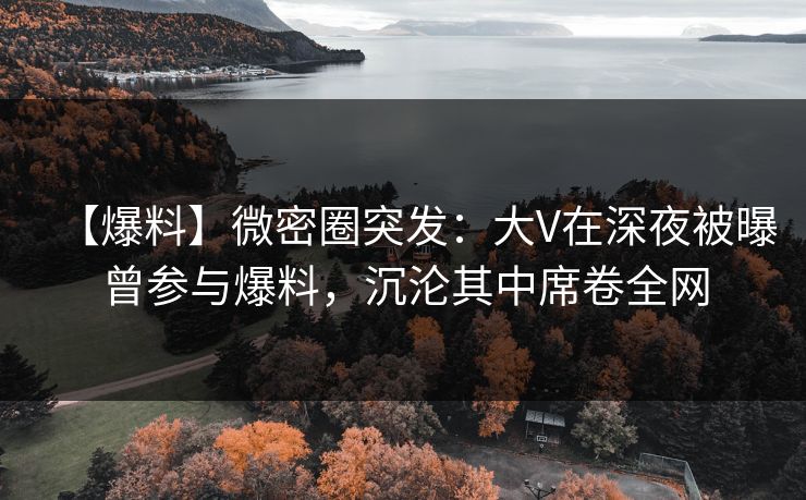 【爆料】微密圈突发：大V在深夜被曝曾参与爆料，沉沦其中席卷全网